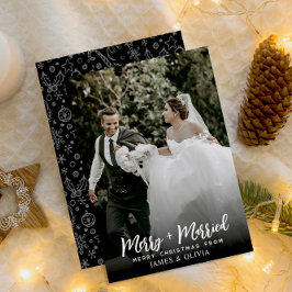 Cartão De Festividades Feliz Simples Elegante E Foto De Recém-Casados