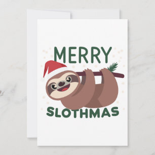 Cartão De Festividades Feliz Slothmas Divertido Animal Preguiçoso