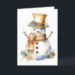 Cartão De Festividades Feliz Snowman com o VAZIO de Destaques Dourados<br><div class="desc">Você adora enviar cartões para o Natal, feriados, e realmente todo o inverno? Se sim, você provavelmente ama cartões de vazio. Você pode usá-los para enviar a alguém um cartão para desejar-lhes um Feliz Natal ou Feliz Feriados. Pode também enviar cartões para que alguém saiba que está a pensar neles....</div>
