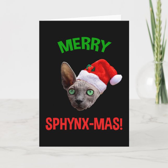 Cartão De Festividades Feliz Sphynx-Mas Engraçado Pão De Gato De Esfingx  (Frente)