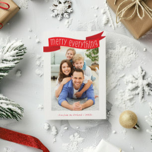 Cartão De Festividades FELIZ TUDO FOTO banner de família moderna vermelho
