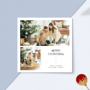 Cartão De Festividades Feliz Tudo Mínimo 2 Foto Natal da Família