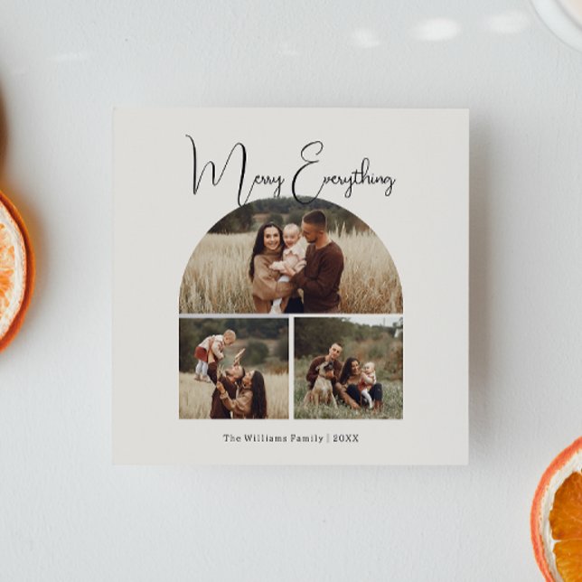 Cartão De Festividades Feliz Verde do Arco Moderno Tudo 3 Foto (Criador carregado)