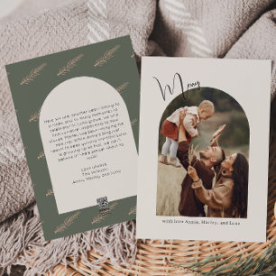 Cartão De Festividades Feliz Verde do Arco Moderno Uma Foto