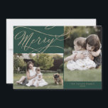 Cartão De Festividades Feliz Verde Romântica Dourada 3 Foto Ano Em Revisã<br><div class="desc">Esta feliz verde-ouro romântica de 3 fotos por ano no cartão de férias de revisão é o cartões de natal perfeito e simples. O clássico moderno design apresenta espirais de rico e turbilhões brancos com belíssima e elegante tipografia de folha de ouro de champanhe com letra falsa. Personalize o cartão...</div>