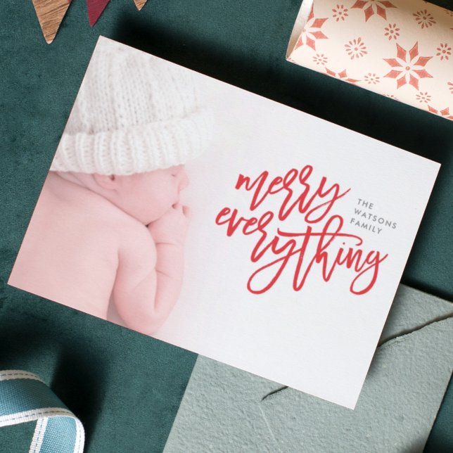 Cartão De Festividades Feliz Vermelha Tudo Foto de Natal (Criador carregado)