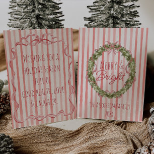 Cartão De Festividades Feliz Vintage Bright Strips Arco Fúria de Natal