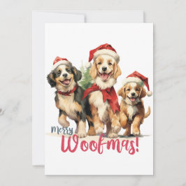 Cartão De Festividades Feliz Vintage Woofmas Puppy Design Pet Cães