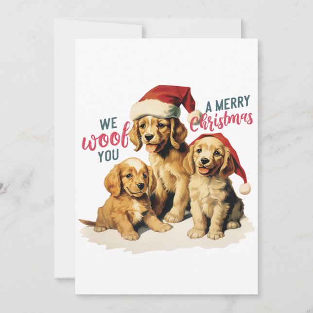 Cartão De Festividades Feliz Woofmas 2023: Natal do Retro Labrador (Frente)