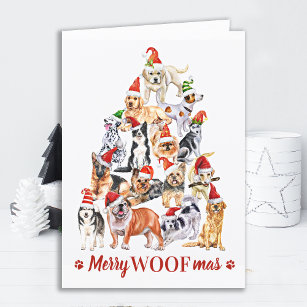 Cartão De Festividades Feliz Woofmas Cachorro ao longo do Natal Pet Busin