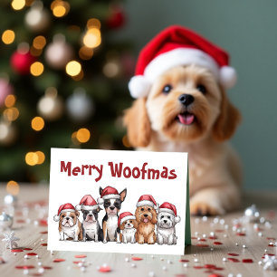 Cartão De Festividades Feliz Woofmas Cachorro de Natal Engraçado