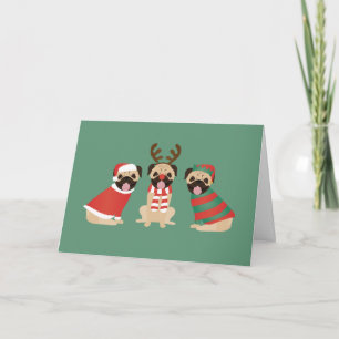 Cartão De Festividades Feliz Woofmas Cães Pug