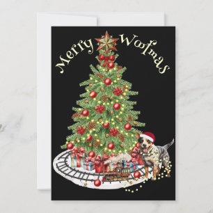 Cartão De Festividades Feliz Woofmas Design de Cachorro - Cão Bovino Aust