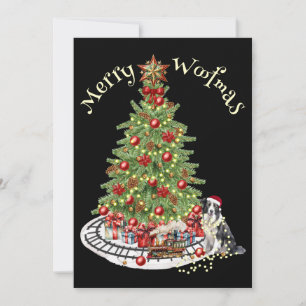 Cartão De Festividades Feliz Woofmas Design de Cachorro - Collie