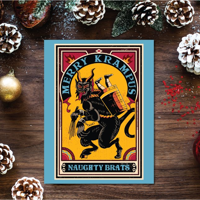 Cartão De Festividades Feliz Xmas Krampus Naughs Brats Circus Poster (Criador carregado)