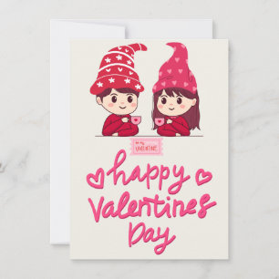 Cartão De Festividades felizes amantes de san valentine bebendo café