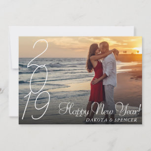 Cartão De Festividades Felizes anos novos de Script Modernos   Foto perso