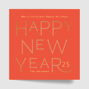 Cartão De Festividades Felizes anos novos de Texto Personalizados Moderno