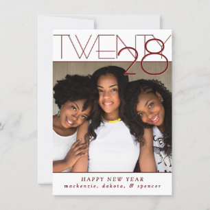 Cartão De Festividades Felizes anos novos Vermelhos Modernos   Foto perso