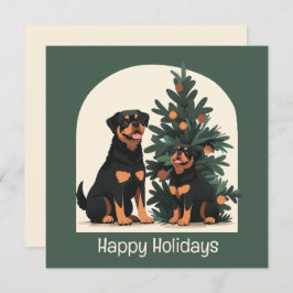Cartão De Festividades Felizes Cães Rottweiler Feriados