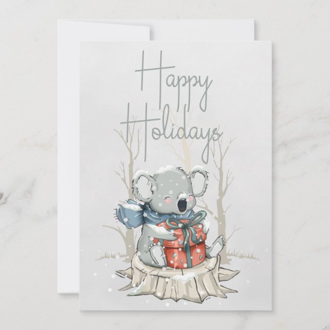 Cartão De Festividades Felizes Feriados, Cute Koala (Frente)