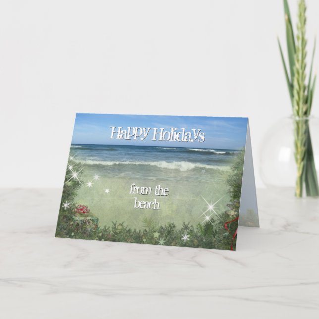 Cartão De Festividades Felizes feriados da praia (Frente)