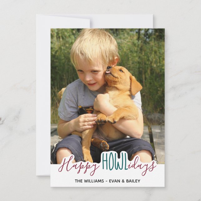 Cartão De Festividades Felizes Feriados do Cão - Foto do Pet Vermelho Ver (Frente)