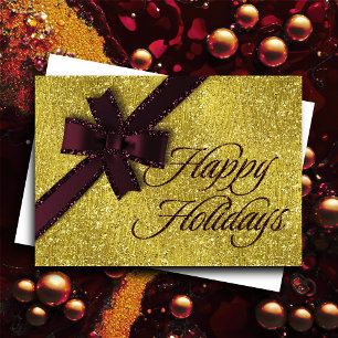 Cartão De Festividades Felizes Feriados Gliteria de Arco Dourado brilhant