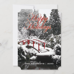 Cartão De Festividades Felizes Feriados - Ponte lua e lagoa