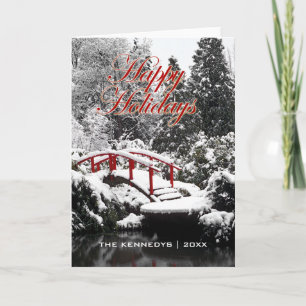 Cartão De Festividades Felizes Feriados - Ponte lua e lagoa