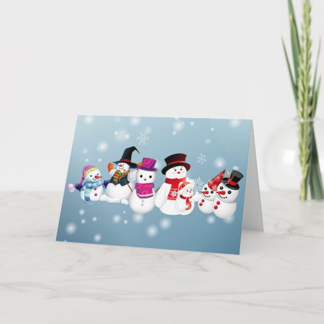 Cartão De Festividades Felizes Feriados Snowmen (Frente)