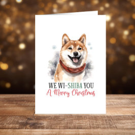 Cartão De Festividades Felizes Férias de Natal do Cão Shiba Inu