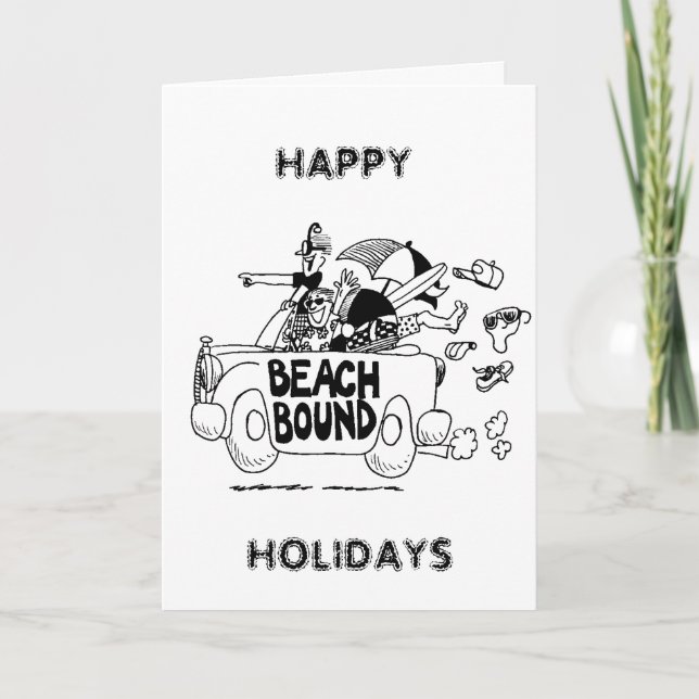 CARTÃO DE FESTIVIDADES FELIZES FÉRIAS DE NÓS "PRAIA BOUND BUMS" (Frente)
