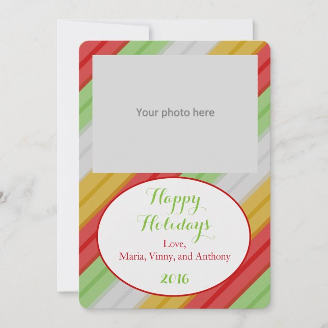 Cartão De Festividades Felizes Férias Foto Listrada (Frente)