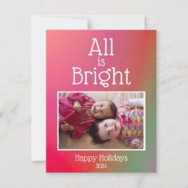 Cartão De Festividades Felizes Férias Tudo é Brilhante Vermelho Verde Omb