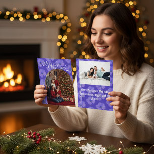 Cartão De Festividades Felizes Festas Arco Moderno Duas Fotos Floral