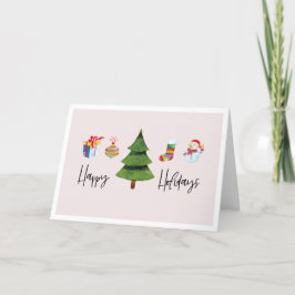 Cartão De Festividades Felizes Festas Árvore de Natal Aquarela