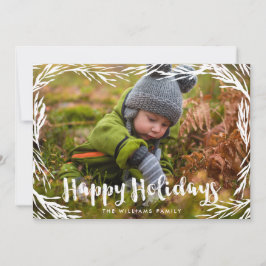Cartão De Festividades Felizes Festas Foto da Família Pine Encantadora