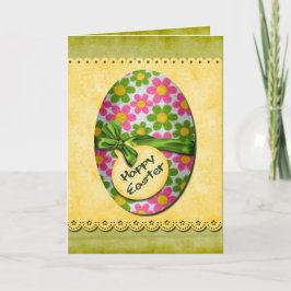 Cartão De Festividades Felizes Flores - Ovo de Páscoa