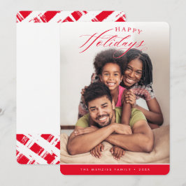 Cartão De Festividades FELIZMENTE FOTOS FOTO da caligrafia moderna vermel