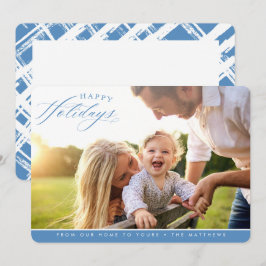 Cartão De Festividades FELIZMENTE HOLIDAYS FOTO elegante azul caligrafia
