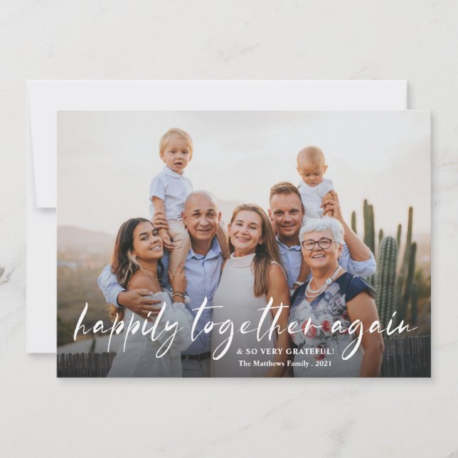 Cartão De Festividades Felizmente Juntos Novamente Foto Moderna (Frente)