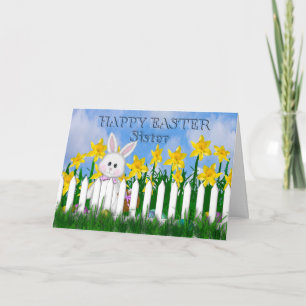 CARTÃO DE FESTIVIDADES FELZ PASCOA - AFFODILS E BUNNY - IRMÃ