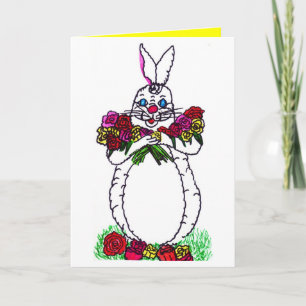 Cartão De Festividades FELZ PASCOA BUNNY COM placa ROSA