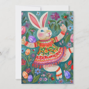 Cartão De Festividades Felz pascoa Bunny Dance