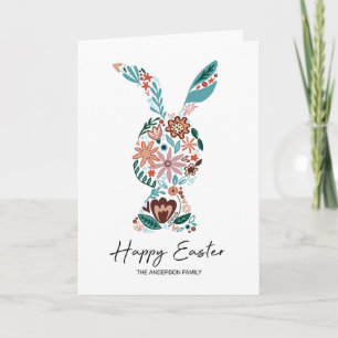 Cartão De Festividades Felz pascoa Bunny Flor