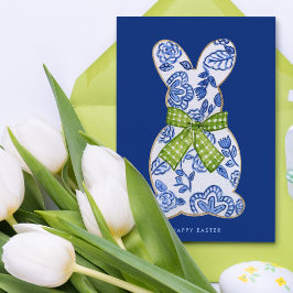 Cartão De Festividades Felz pascoa Chinoiserie Bunny Cookie