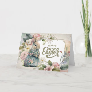 Cartão De Festividades Felz pascoa. Coelhinho Bonito E Moçado