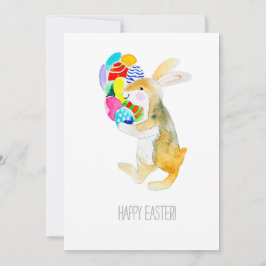 Cartão De Festividades Felz pascoa, coelho-da-caça e ovos