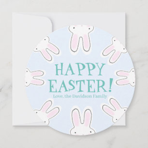 Cartão De Festividades Felz pascoa de coelhos engraçados fofos azuis páli